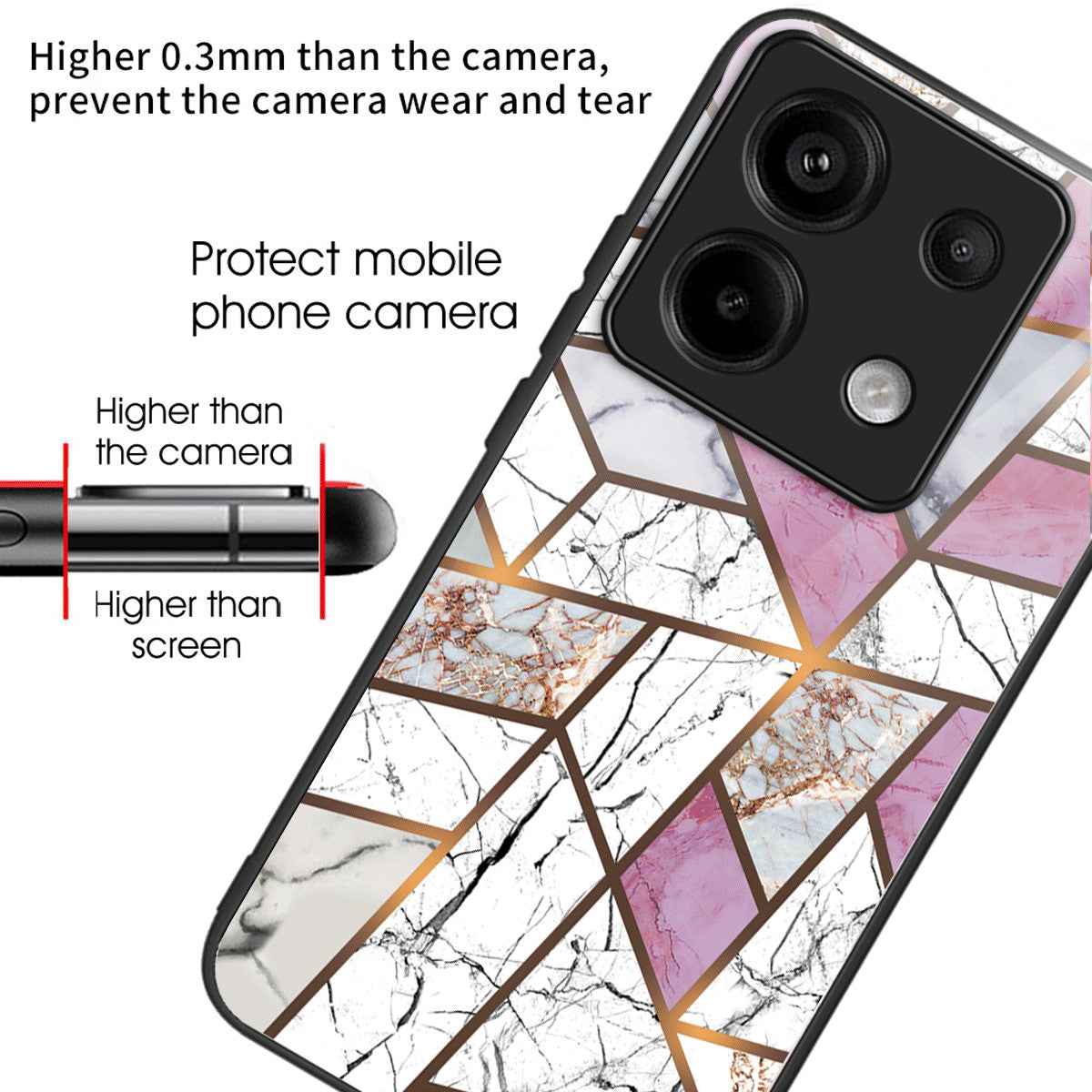 For Xiaomi Redmi Note 13 Pro 5G / Poco X6 5G Case Marble Pattern Tempered Glass Back Phone Cover