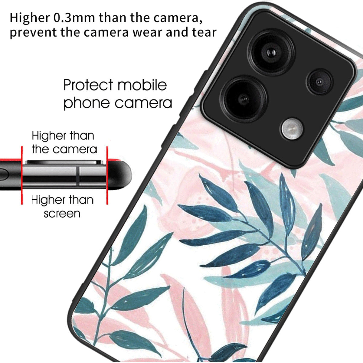 For Xiaomi Redmi Note 13 Pro 5G / Poco X6 5G Case Pattern Tempered Glass+TPU Shockproof Phone Cover
