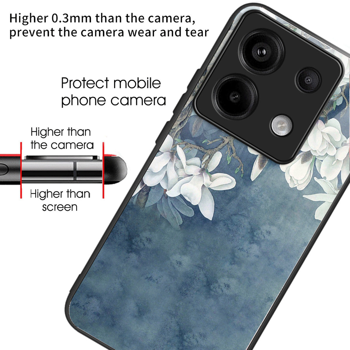 For Xiaomi Redmi Note 13 Pro 5G / Poco X6 5G Case Tempered Glass+TPU Cover Pattern Printing