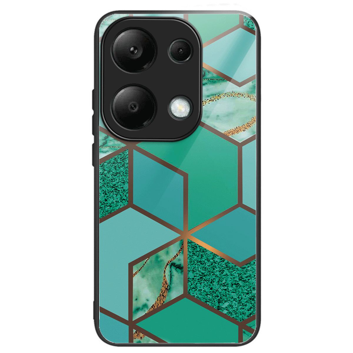 For Xiaomi Redmi Note 13 Pro 4G / Poco M6 Pro 4G Case Marble Pattern Tempered Glass+PC Back TPU Frame Phone Cover