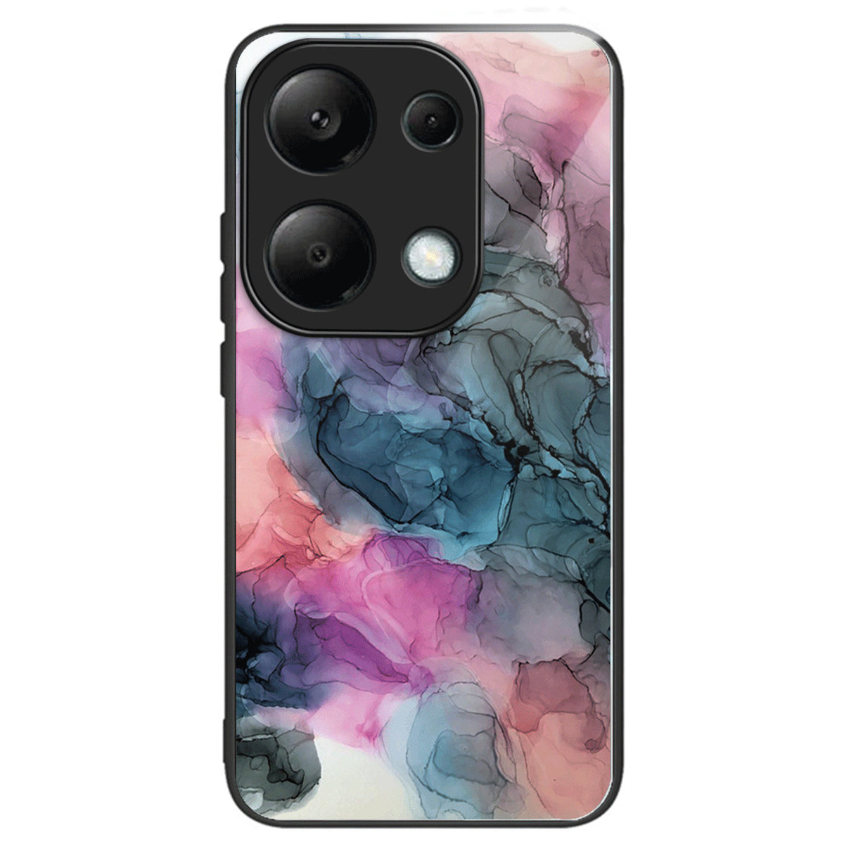 For Xiaomi Redmi Note 13 Pro 4G / Poco M6 Pro 4G Case Marble Pattern Tempered Glass+PC Back TPU Frame Phone Cover