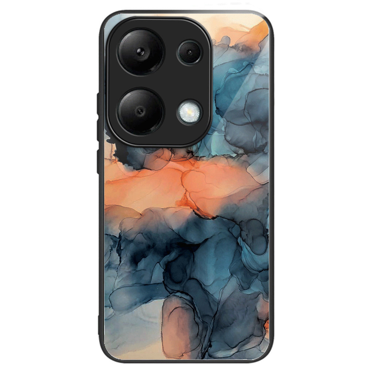 For Xiaomi Redmi Note 13 Pro 4G / Poco M6 Pro 4G Case Marble Pattern Tempered Glass+PC Back TPU Frame Phone Cover