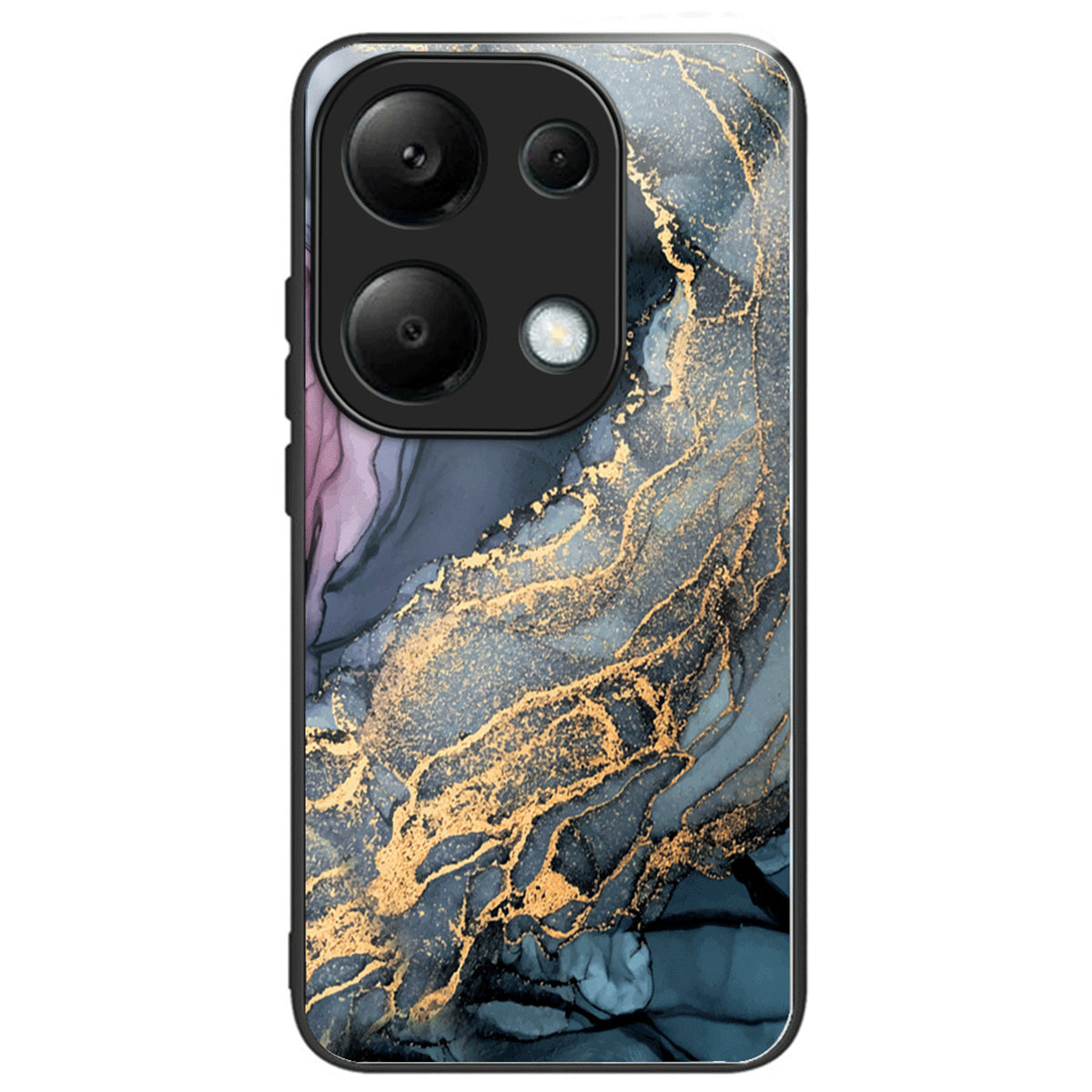 For Xiaomi Redmi Note 13 Pro 4G / Poco M6 Pro 4G Case Marble Pattern Tempered Glass+PC Back TPU Frame Phone Cover