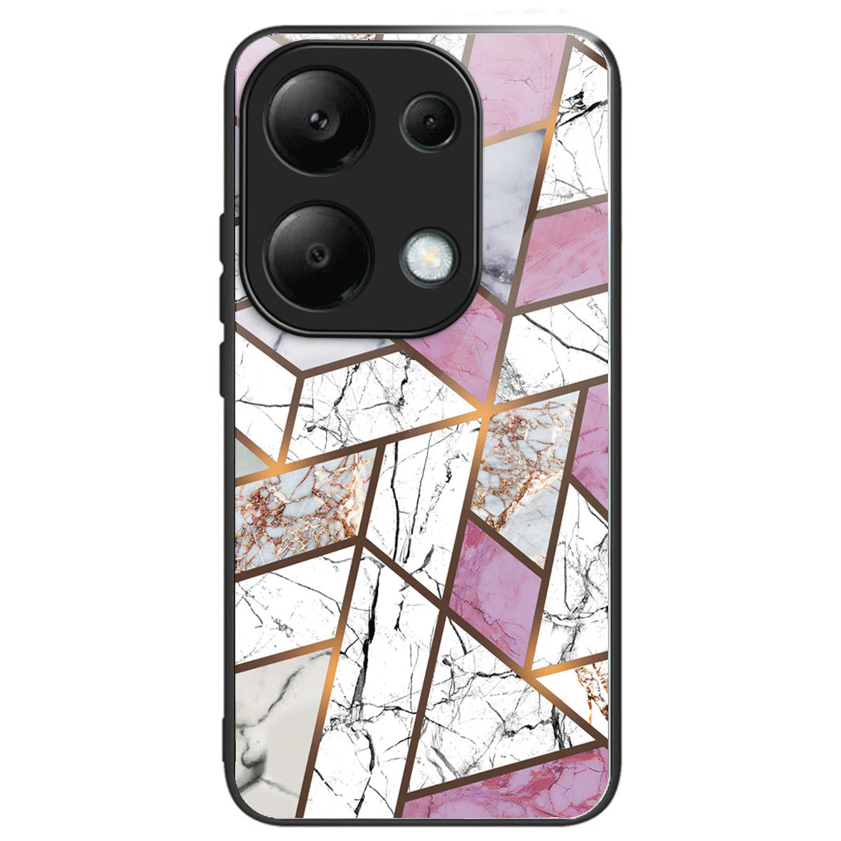 For Xiaomi Redmi Note 13 Pro 4G / Poco M6 Pro 4G Case Marble Pattern Tempered Glass+PC Back TPU Frame Phone Cover