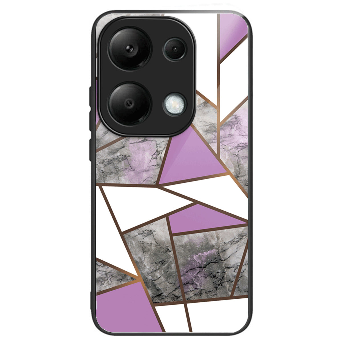 For Xiaomi Redmi Note 13 Pro 4G / Poco M6 Pro 4G Case Marble Pattern Tempered Glass+PC Back TPU Frame Phone Cover