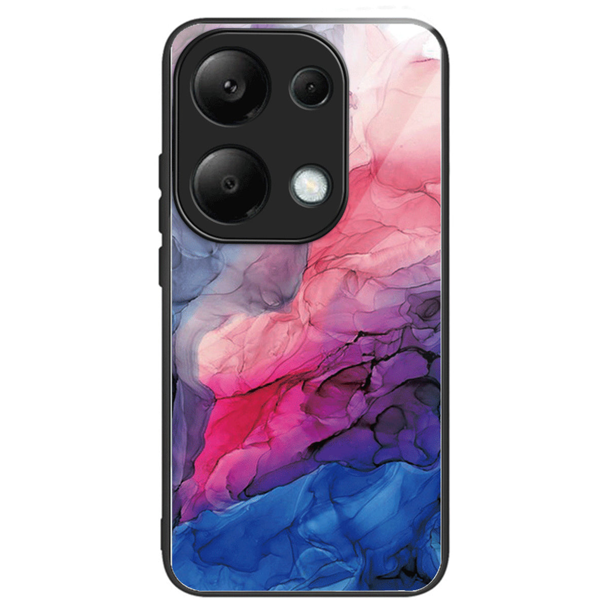For Xiaomi Redmi Note 13 Pro 4G / Poco M6 Pro 4G Case Marble Pattern Tempered Glass+PC Back TPU Frame Phone Cover