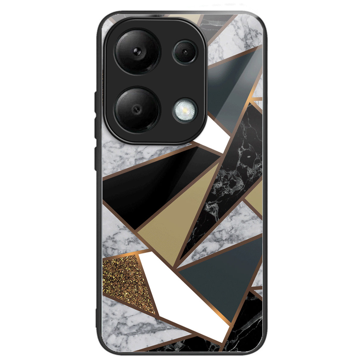 For Xiaomi Redmi Note 13 Pro 4G / Poco M6 Pro 4G Case Marble Pattern Tempered Glass+PC Back TPU Frame Phone Cover