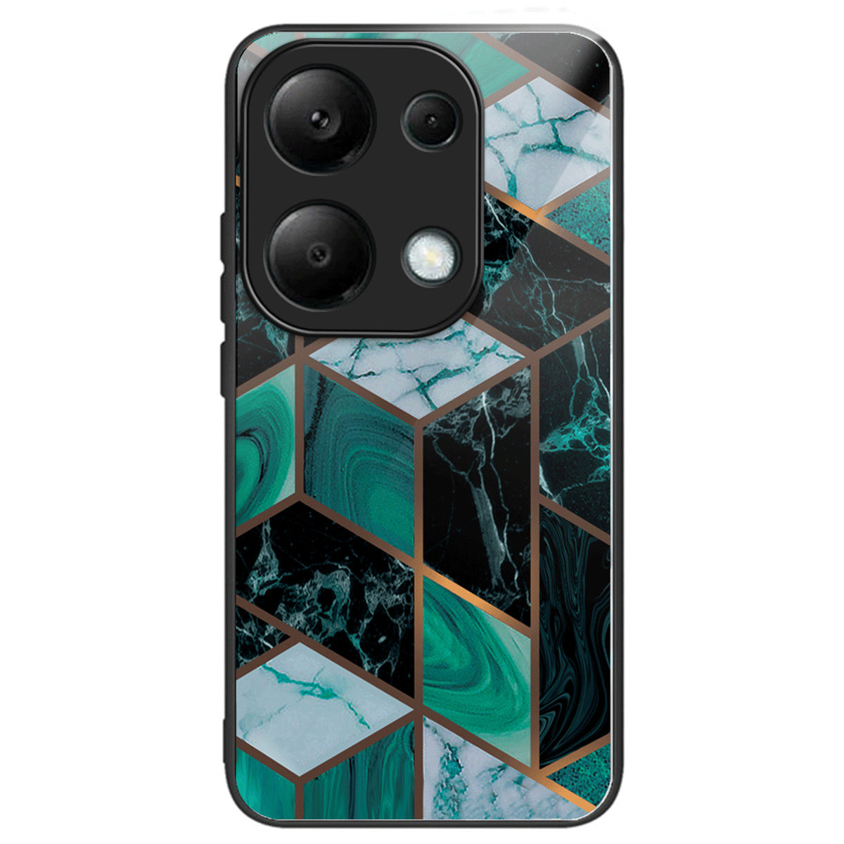 For Xiaomi Redmi Note 13 Pro 4G / Poco M6 Pro 4G Case Marble Pattern Tempered Glass+PC Back TPU Frame Phone Cover