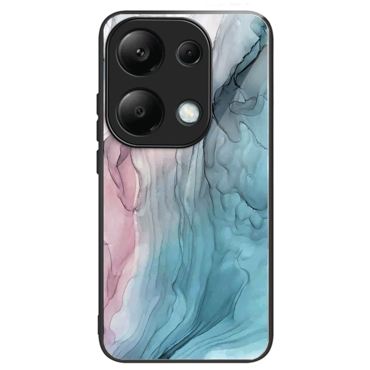 For Xiaomi Redmi Note 13 Pro 4G / Poco M6 Pro 4G Case Marble Pattern Tempered Glass+PC Back TPU Frame Phone Cover