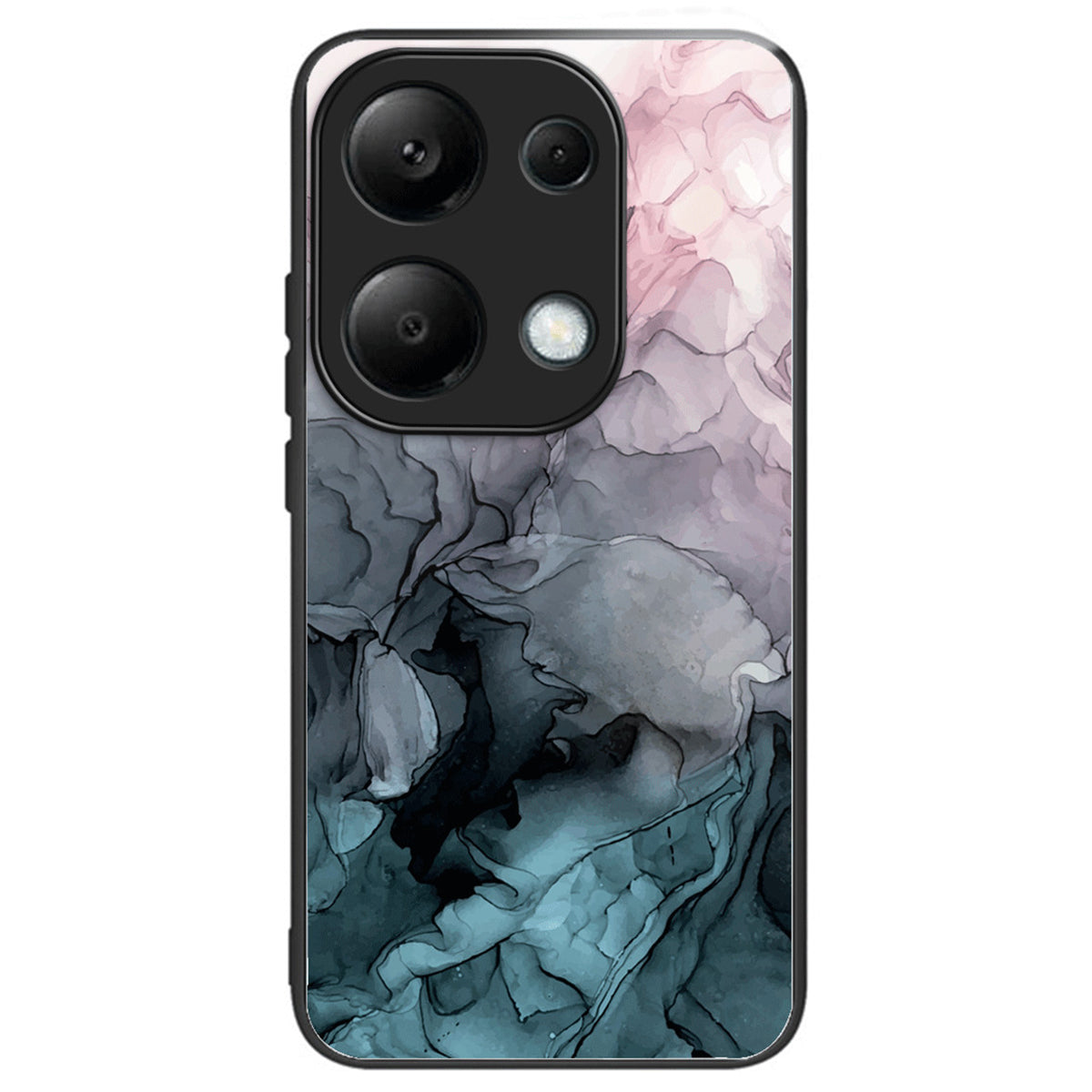For Xiaomi Redmi Note 13 Pro 4G / Poco M6 Pro 4G Case Marble Pattern Tempered Glass+PC Back TPU Frame Phone Cover