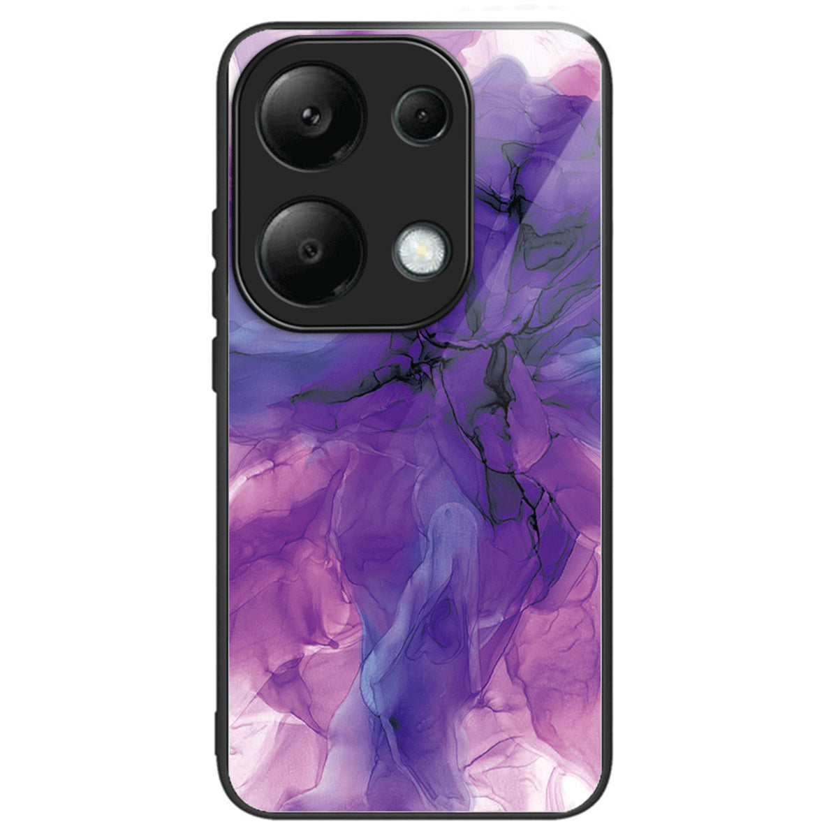 For Xiaomi Redmi Note 13 Pro 4G / Poco M6 Pro 4G Case Marble Pattern Tempered Glass+PC Back TPU Frame Phone Cover