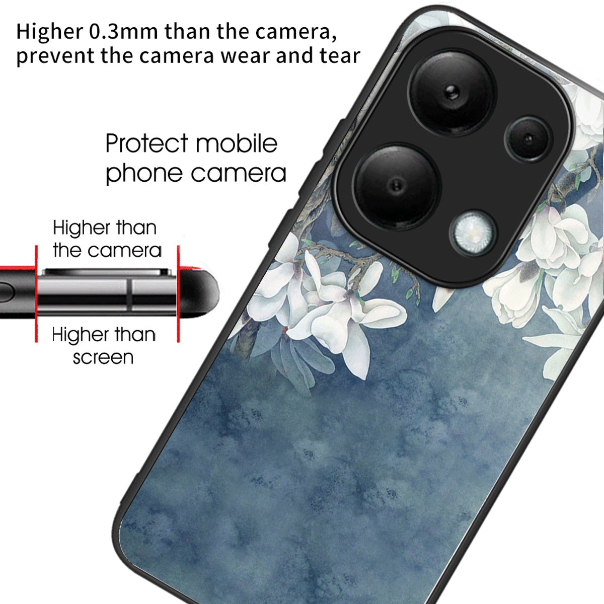 For Xiaomi Redmi Note 13 Pro 4G / Poco M6 Pro 4G Case Tempered Glass+TPU Pattern Printing Phone Shell