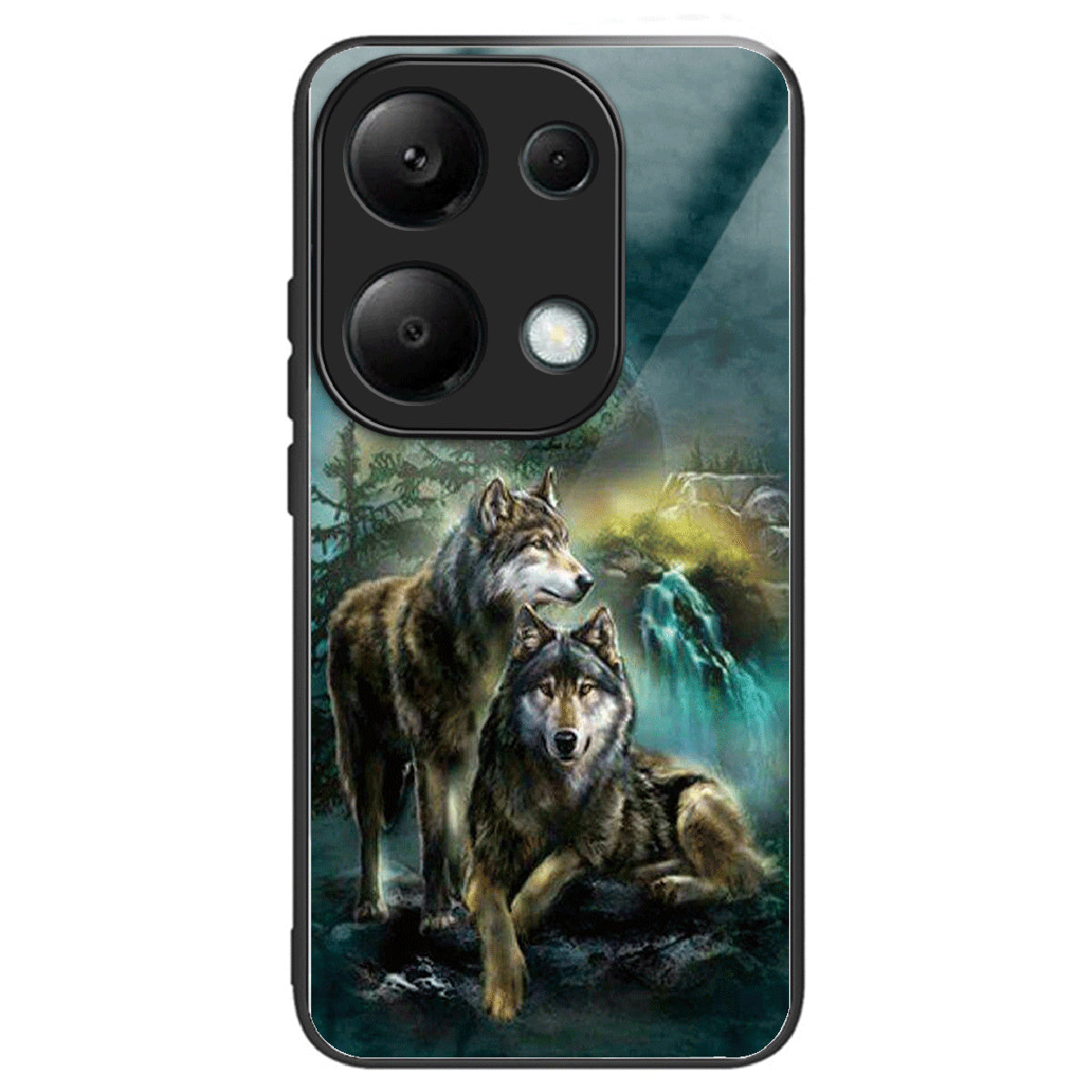 For Xiaomi Redmi Note 13 Pro 4G / Poco M6 Pro 4G Case Tempered Glass+TPU Pattern Printing Phone Shell