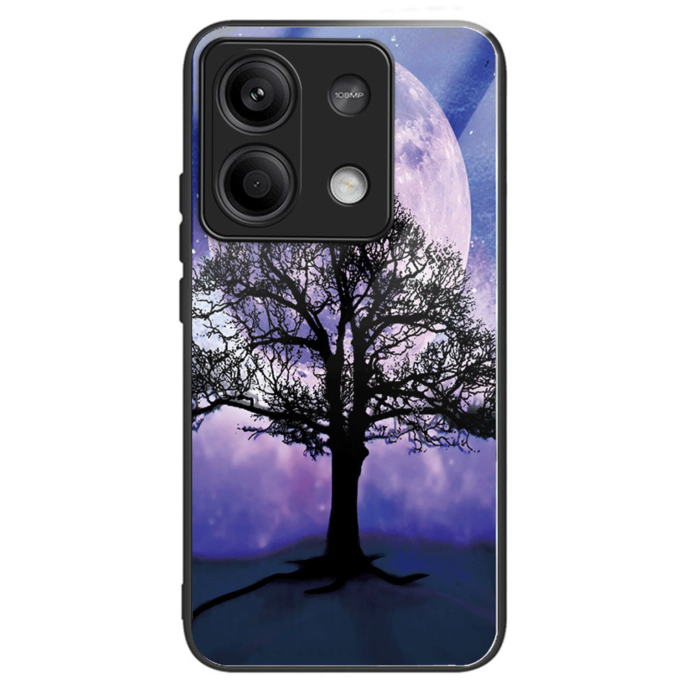 For Xiaomi Redmi Note 13 5G Case Tempered Glass Back TPU Border Phone Cover Print Pattern