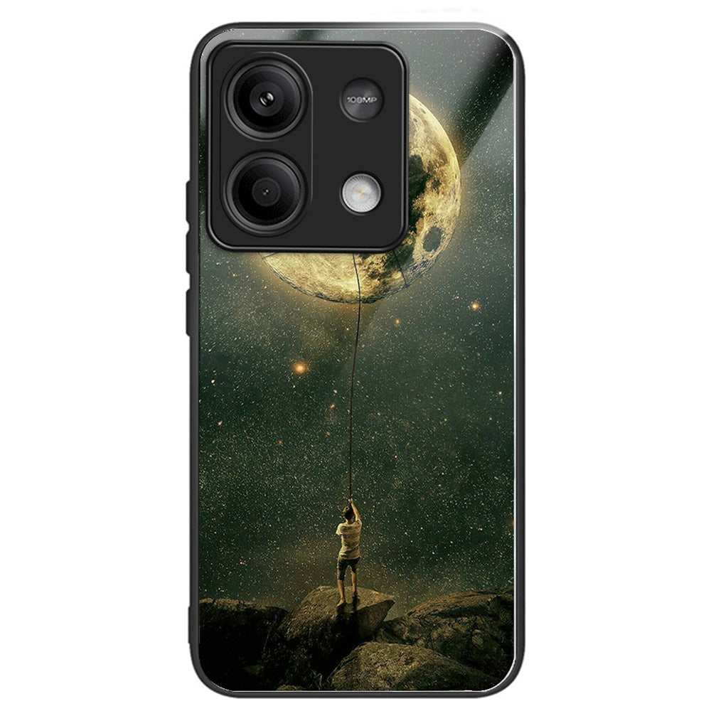 For Xiaomi Redmi Note 13 5G Case Tempered Glass Back TPU Border Phone Cover Print Pattern