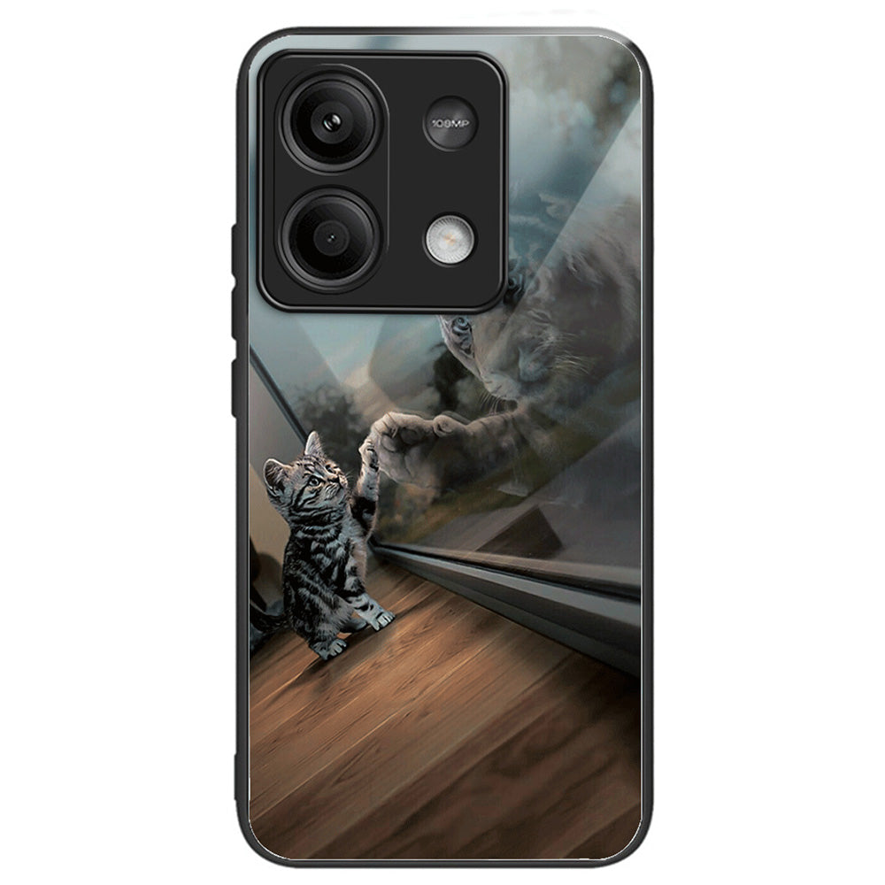 For Xiaomi Redmi Note 13 5G Case Tempered Glass Back TPU Border Phone Cover Print Pattern