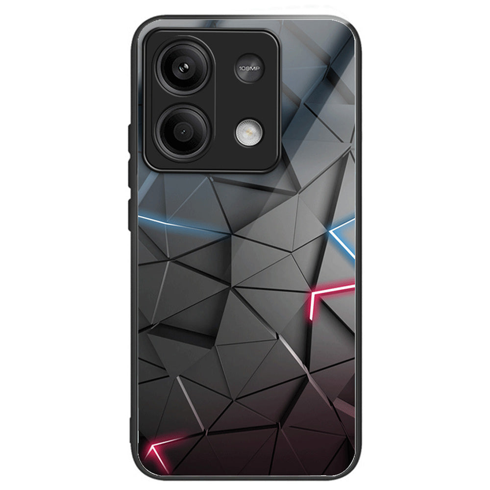 For Xiaomi Redmi Note 13 5G Case Tempered Glass Back TPU Border Phone Cover Print Pattern