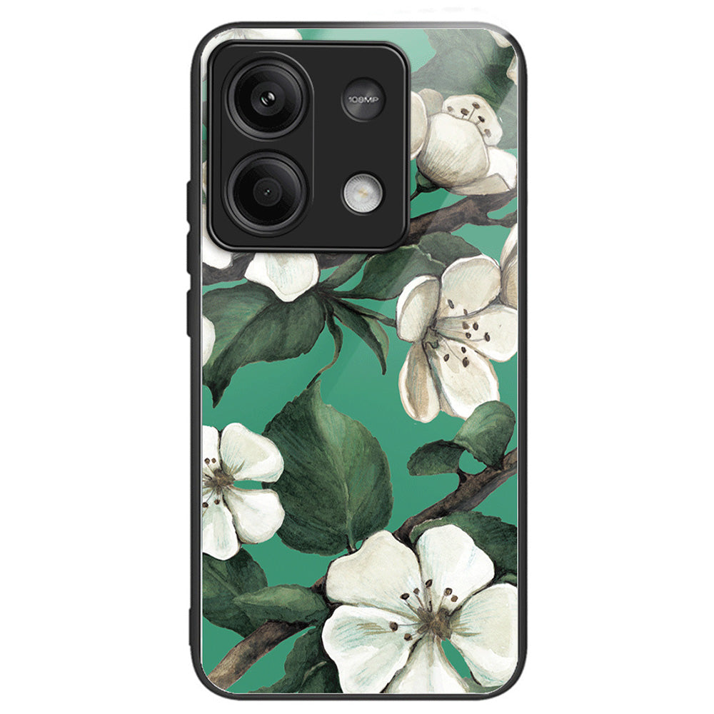 For Xiaomi Redmi Note 13 5G Case Tempered Glass Back TPU Border Phone Cover Print Pattern