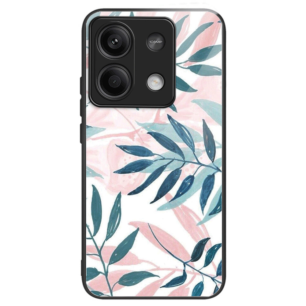 For Xiaomi Redmi Note 13 5G Case Tempered Glass Back TPU Border Phone Cover Print Pattern