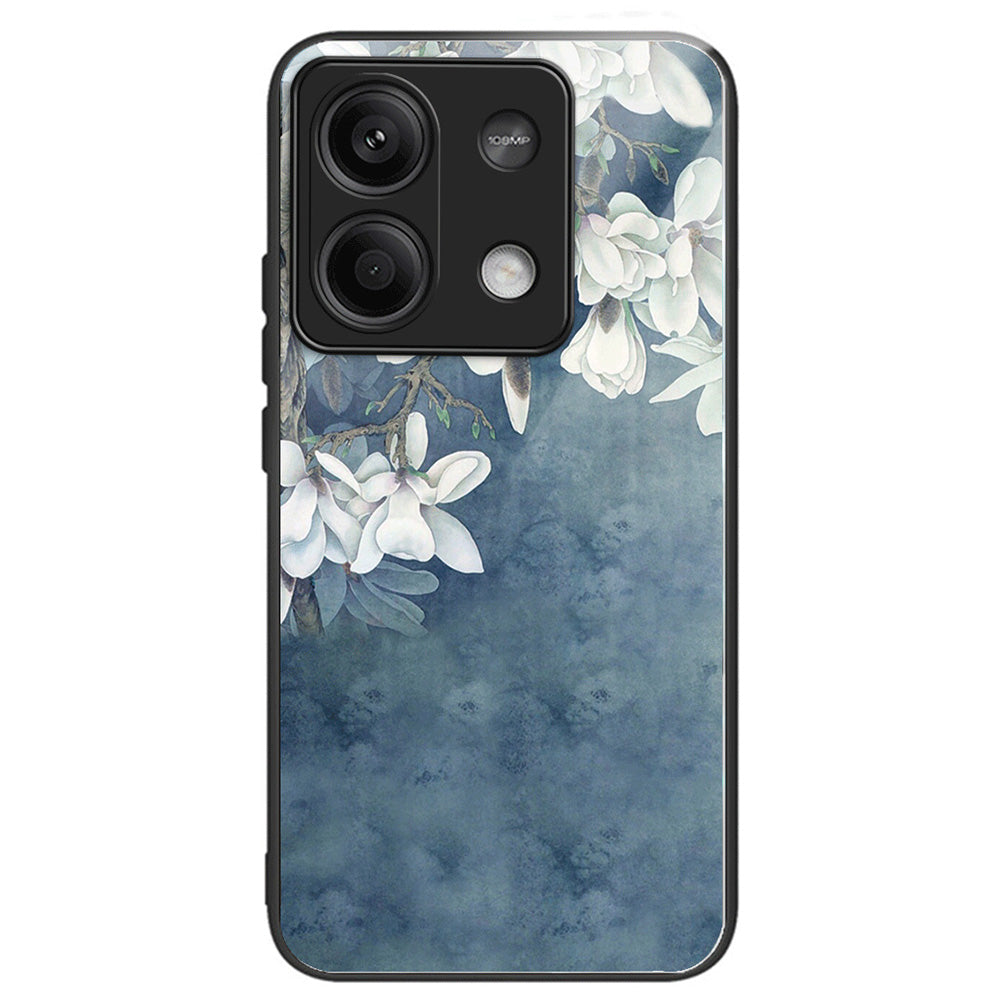 For Xiaomi Redmi Note 13 5G Case Pattern Printing Tempered Glass+TPU Phone Cover