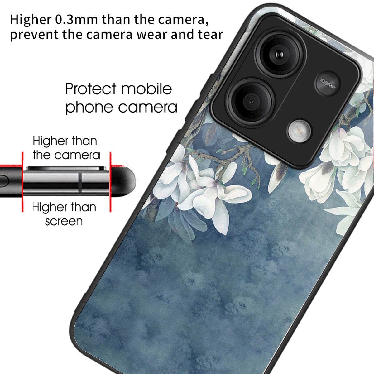 For Xiaomi Redmi Note 13 5G Case Pattern Printing Tempered Glass+TPU Phone Cover