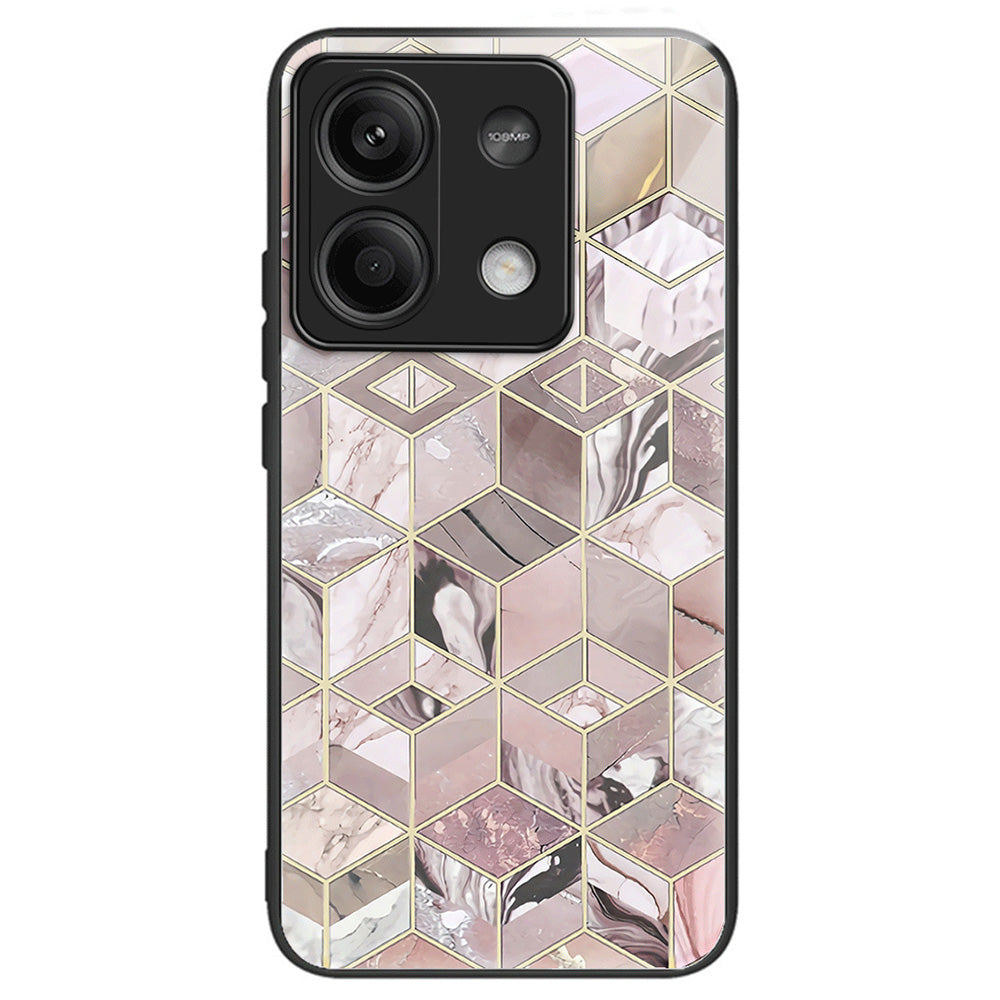 For Xiaomi Redmi Note 13 5G Case Pattern Printing Tempered Glass+TPU Phone Cover