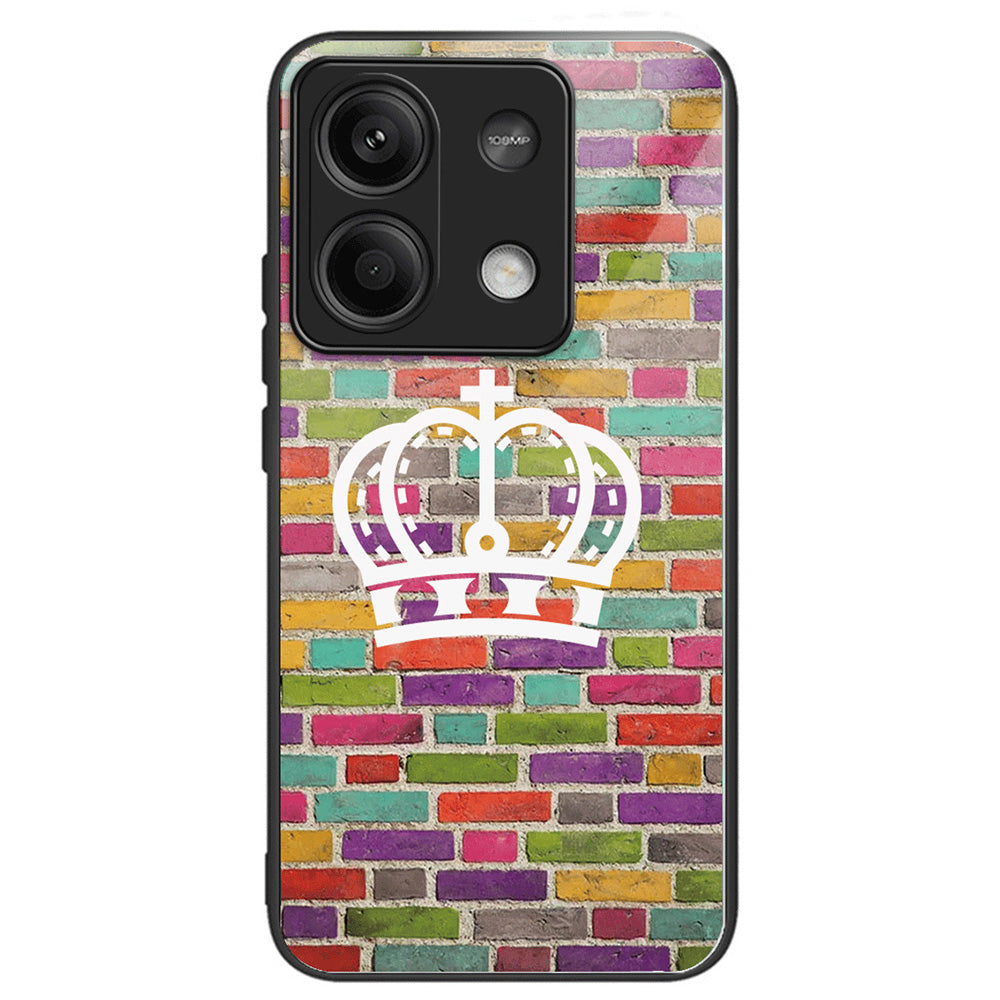 For Xiaomi Redmi Note 13 5G Case Pattern Printing Tempered Glass+TPU Phone Cover
