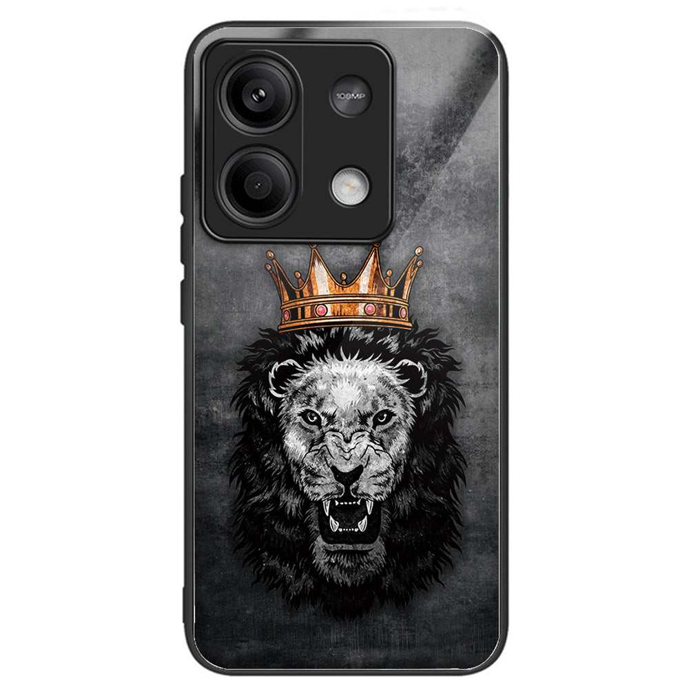 For Xiaomi Redmi Note 13 5G Case Pattern Printing Tempered Glass+TPU Phone Cover