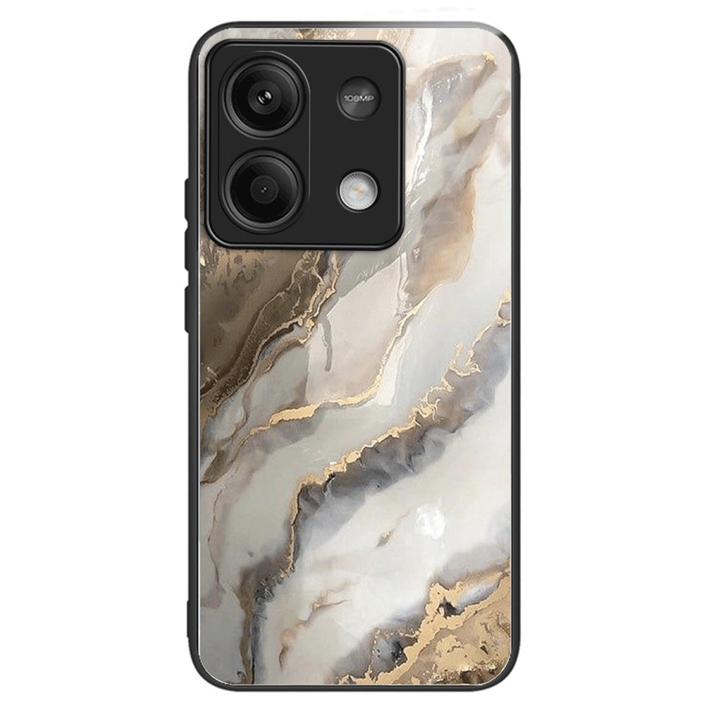 For Xiaomi Redmi Note 13 5G Case Pattern Printing Tempered Glass+TPU Phone Cover