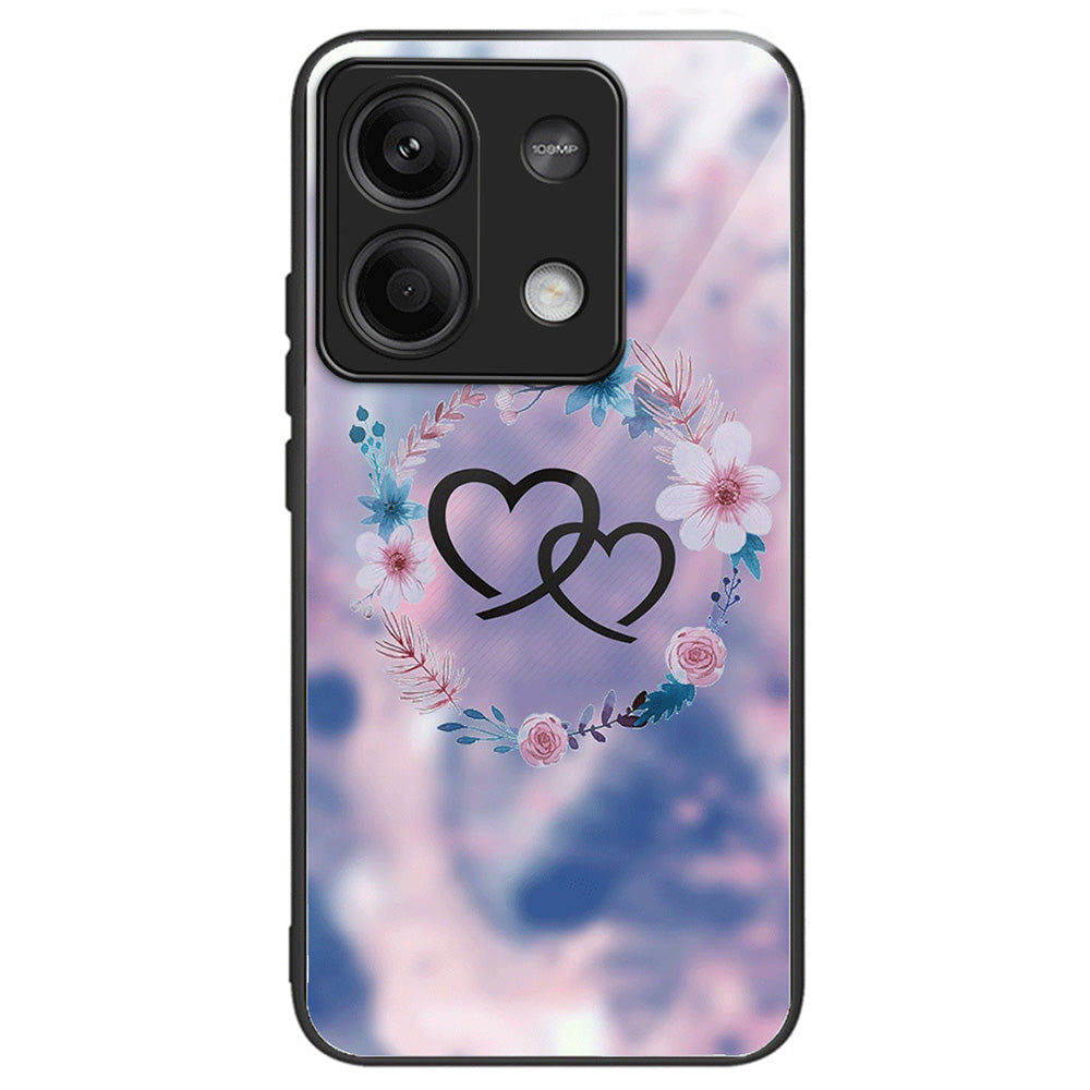 For Xiaomi Redmi Note 13 5G Case Pattern Printing Tempered Glass+TPU Phone Cover
