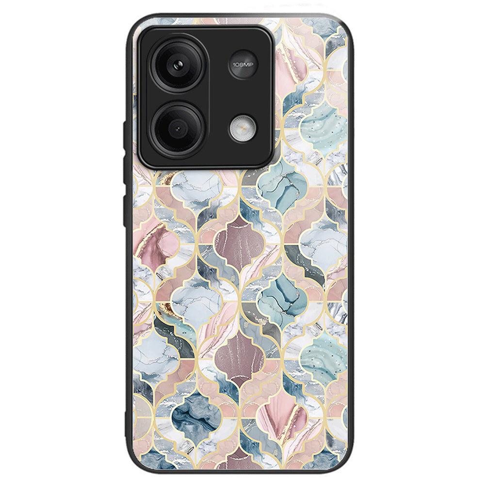 For Xiaomi Redmi Note 13 5G Case Pattern Printing Tempered Glass+TPU Phone Cover