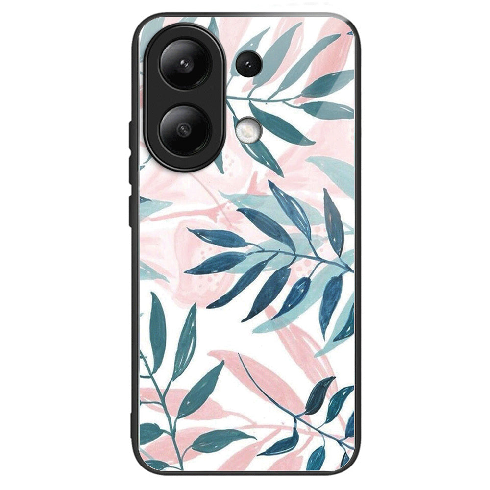 For Xiaomi Redmi Note 13 4G Case Pattern Printing Tempered Glass+TPU Phone Cover