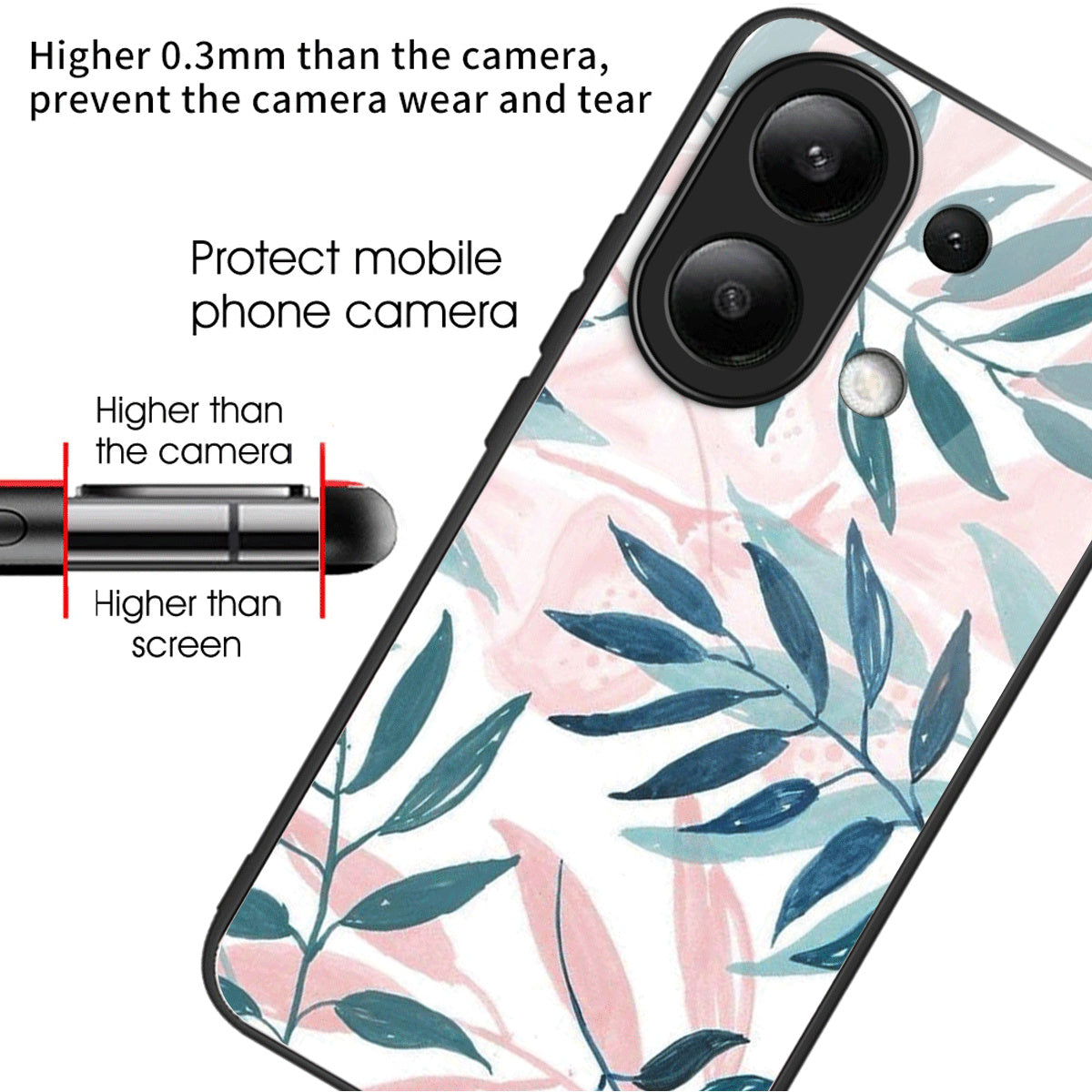 For Xiaomi Redmi Note 13 4G Case Pattern Printing Tempered Glass+TPU Phone Cover