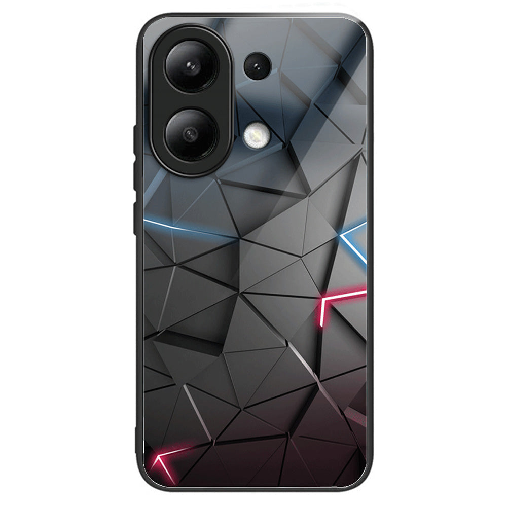 For Xiaomi Redmi Note 13 4G Case Pattern Printing Tempered Glass+TPU Phone Cover