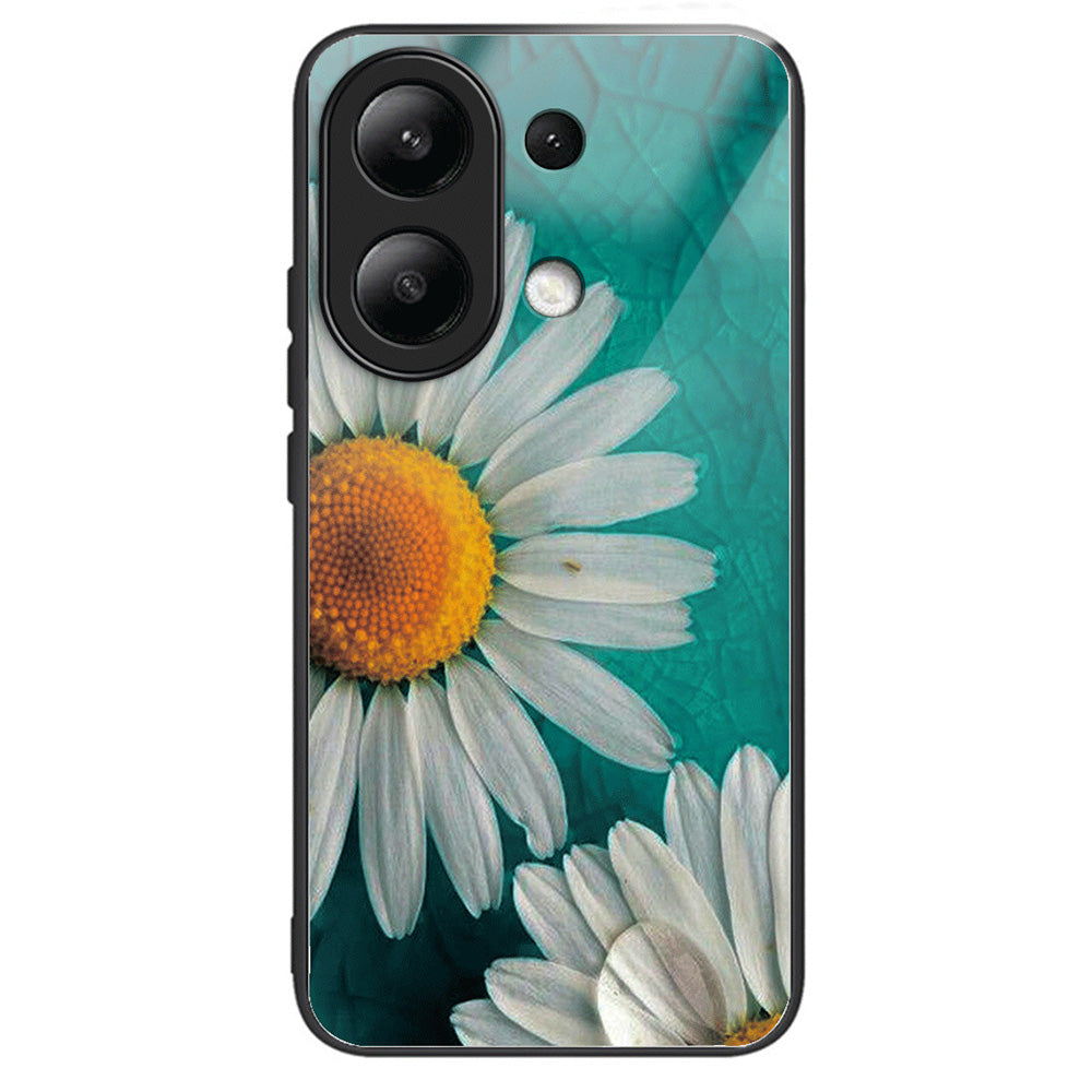For Xiaomi Redmi Note 13 4G Case Pattern Printing Tempered Glass+TPU Phone Cover