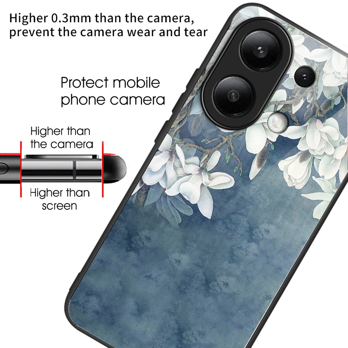 For Xiaomi Redmi Note 13 4G Tempered Glass Back Cover Pretty Pattern Protective Phone Case