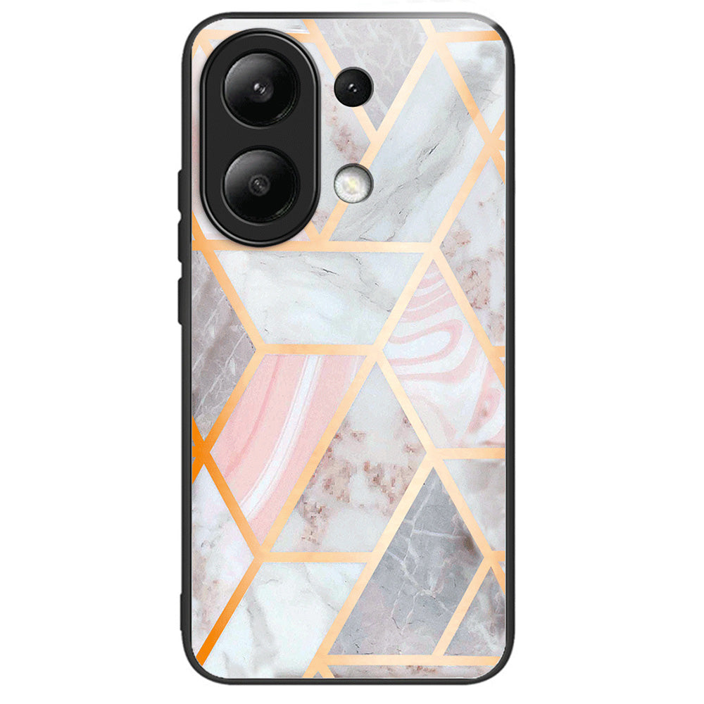 For Xiaomi Redmi Note 13 4G Tempered Glass Back Cover Pretty Pattern Protective Phone Case