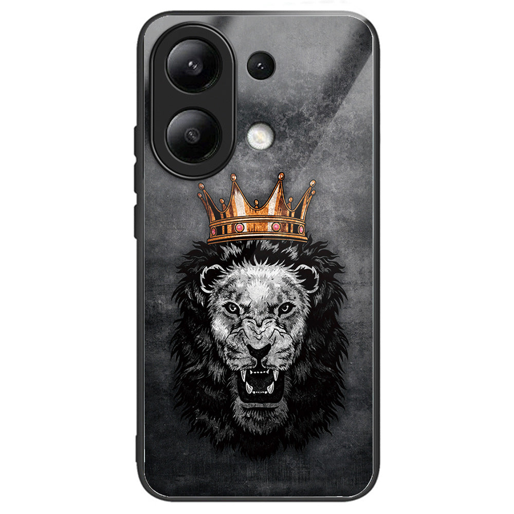 For Xiaomi Redmi Note 13 4G Tempered Glass Back Cover Pretty Pattern Protective Phone Case