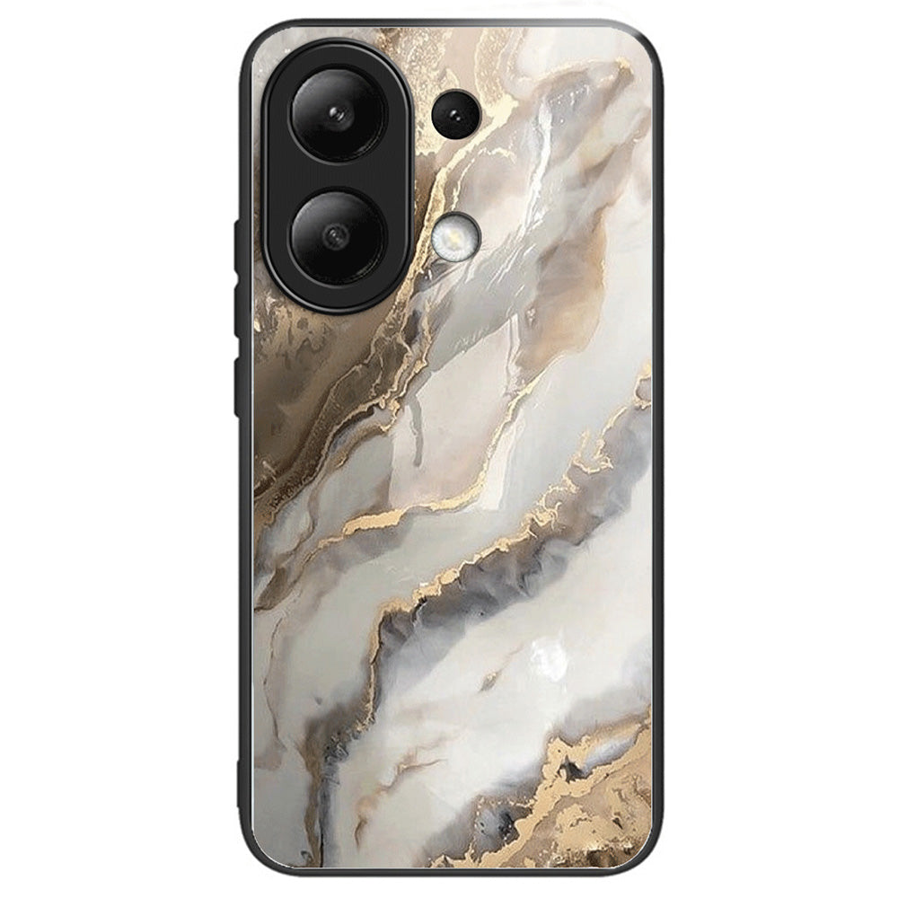 For Xiaomi Redmi Note 13 4G Tempered Glass Back Cover Pretty Pattern Protective Phone Case