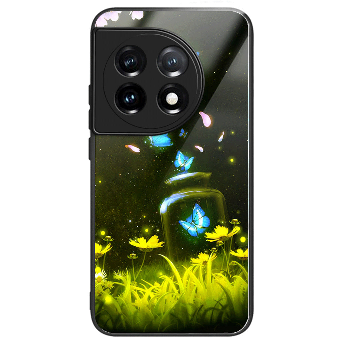 For OnePlus Ace 3 5G / 12R 5G TPU Case Pattern Printing Tempered Glass Slim Phone Cover