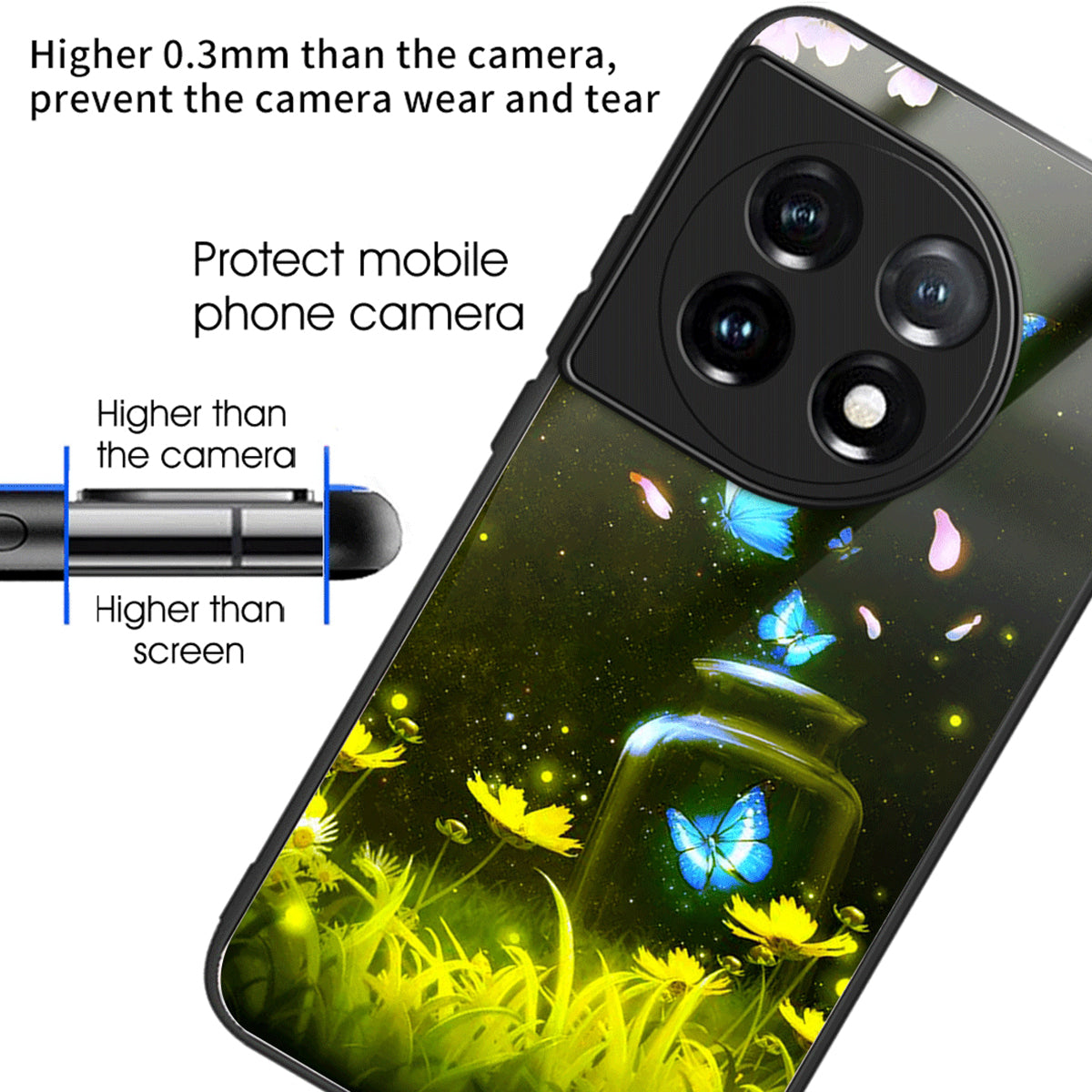 For OnePlus Ace 3 5G / 12R 5G TPU Case Pattern Printing Tempered Glass Slim Phone Cover