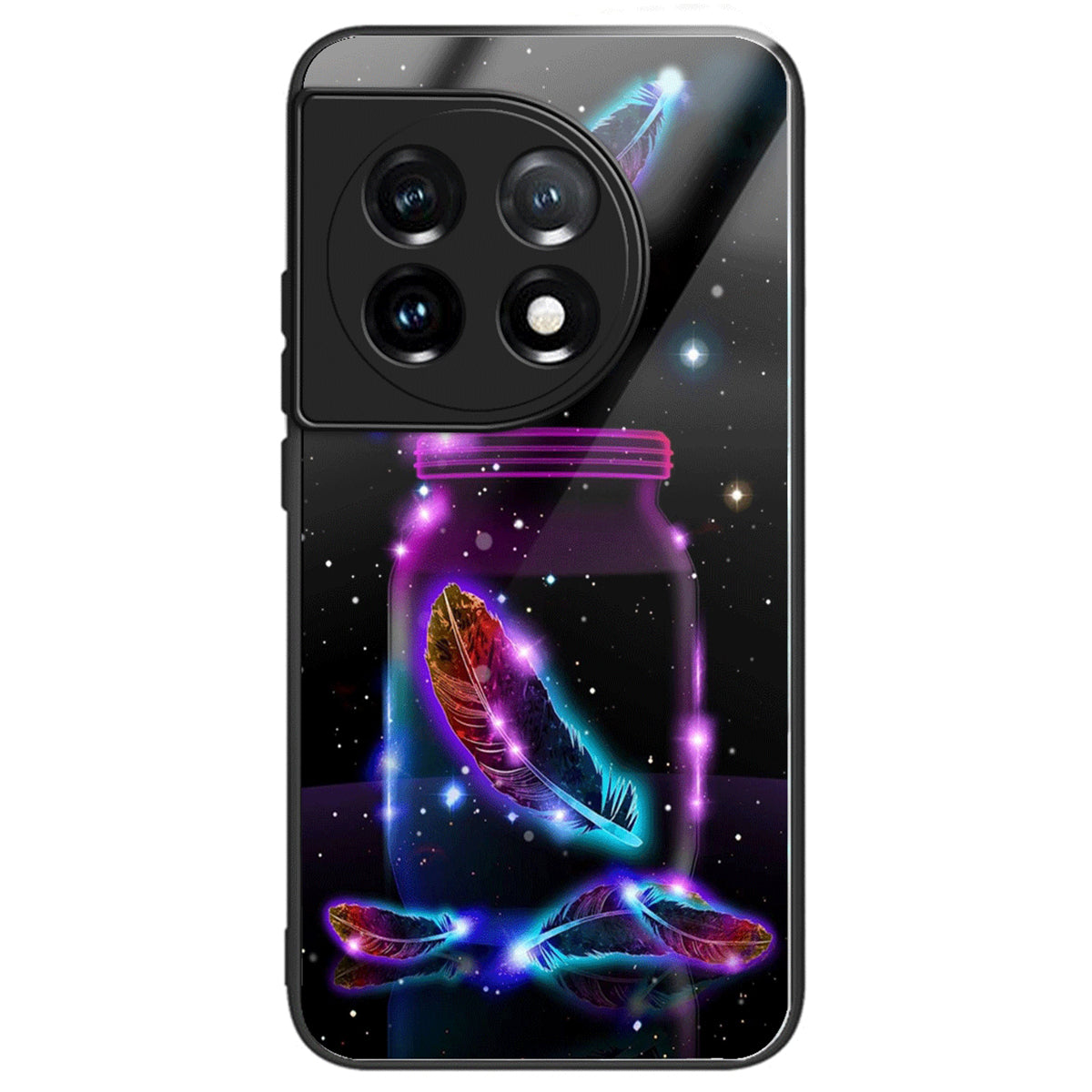 For OnePlus Ace 3 5G / 12R 5G TPU Case Pattern Printing Tempered Glass Slim Phone Cover