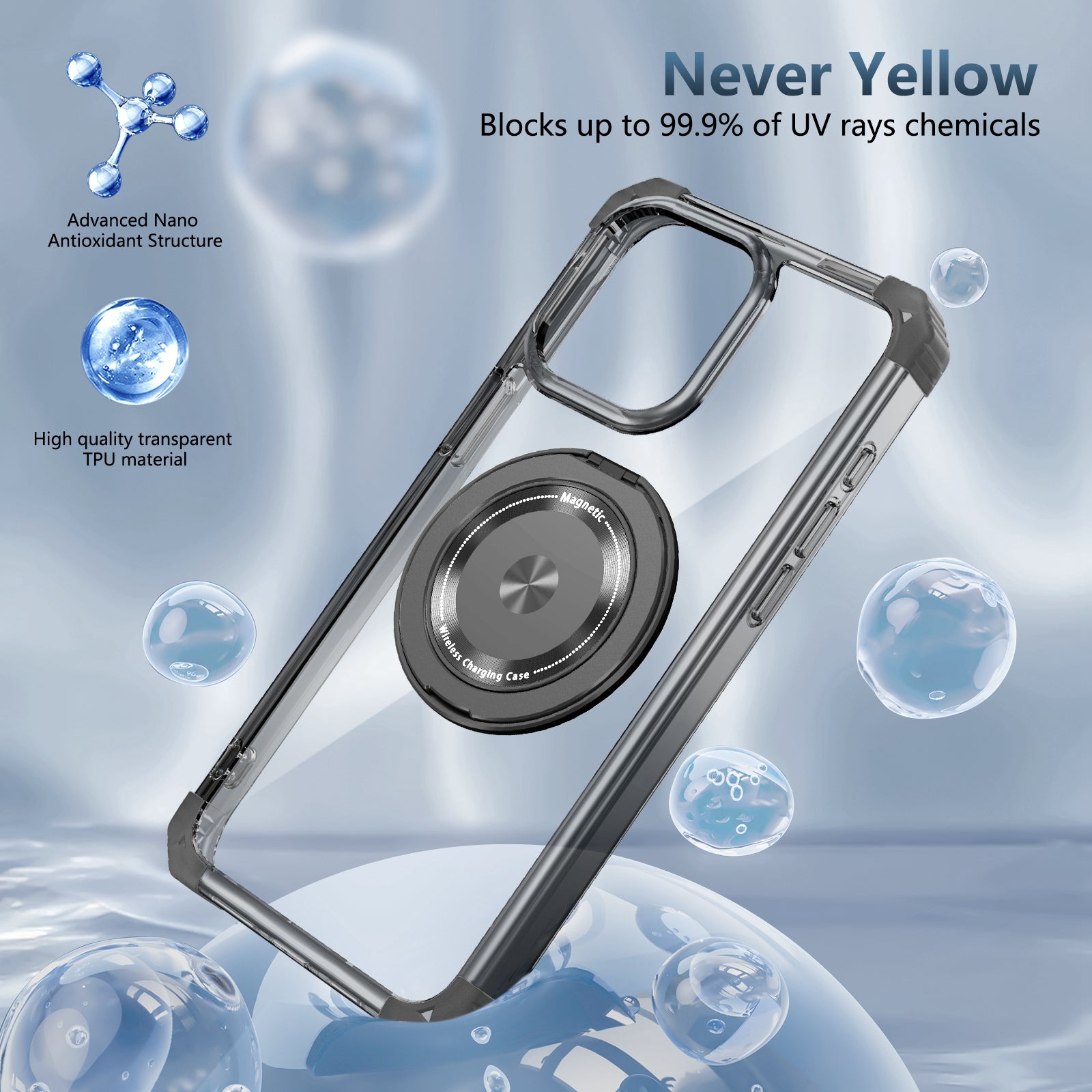 For iPhone 12 Pro Max Magnetic Case Anti-drop TPU+PC Kickstand Phone Cover