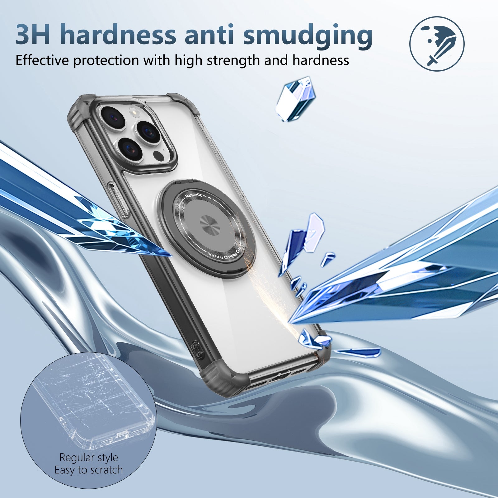 For iPhone 12 Pro Max Magnetic Case Anti-drop TPU+PC Kickstand Phone Cover