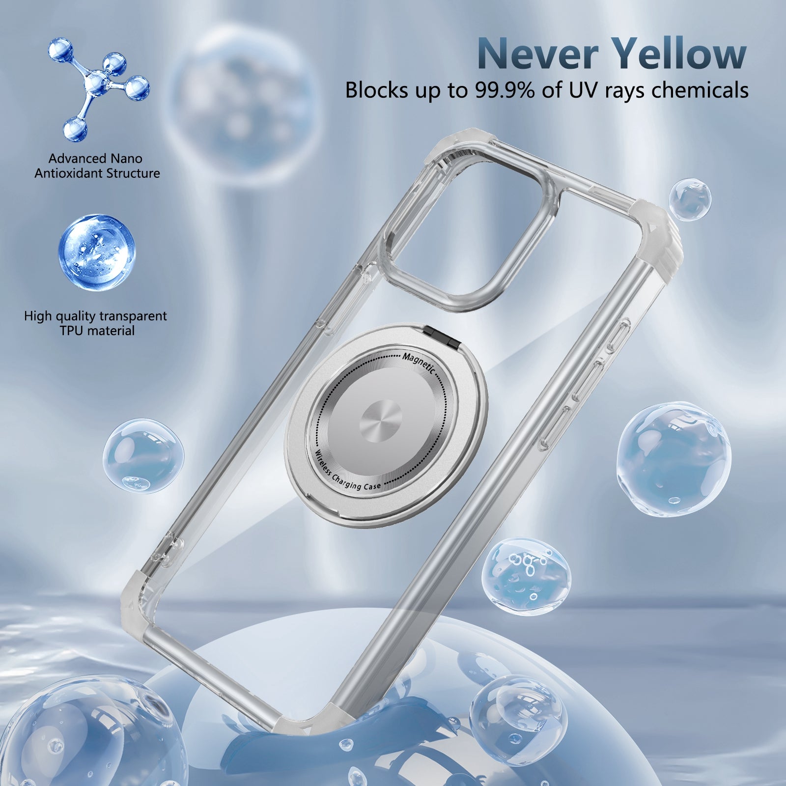 For iPhone 13 Pro 6.1 inch Magnetic Case PC+TPU 360 Degree Rotation Kickstand Phone Cover