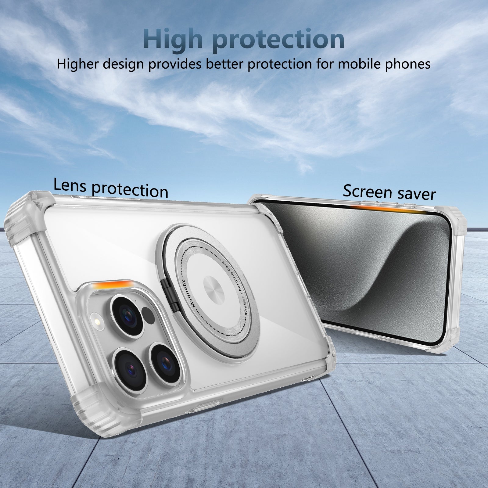 For iPhone 13 Pro 6.1 inch Magnetic Case PC+TPU 360 Degree Rotation Kickstand Phone Cover