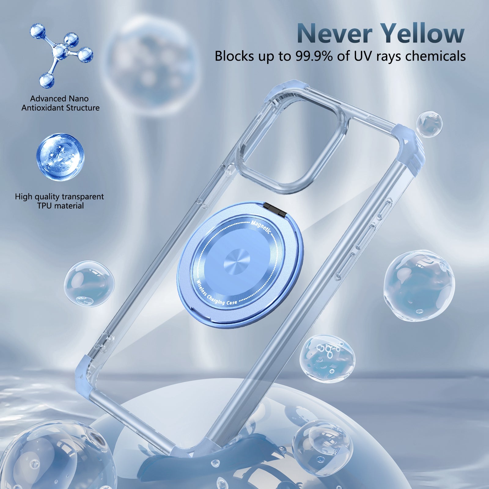 For iPhone 14 Pro Max Magnetic Case Corner Cushions TPU+PC Invisible Kickstand Phone Cover