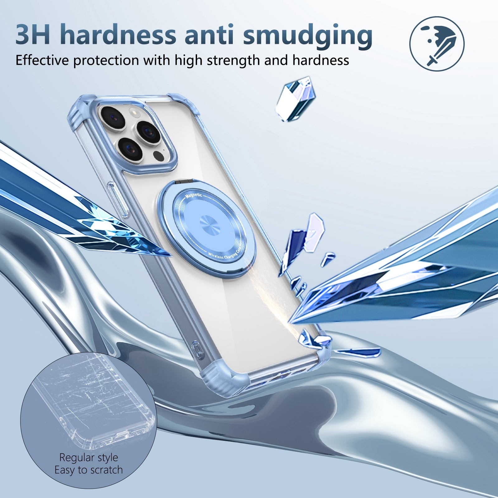For iPhone 14 Pro Max Magnetic Case Corner Cushions TPU+PC Invisible Kickstand Phone Cover
