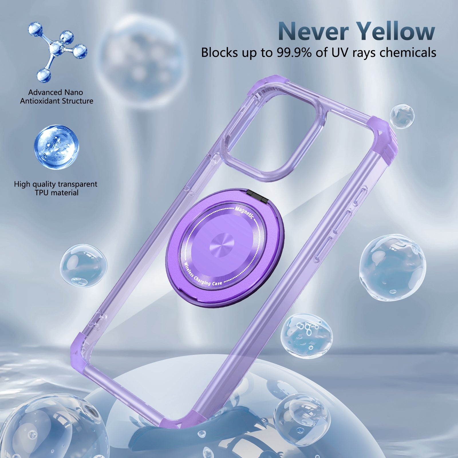For iPhone 13 Pro Max Magnetic Case Rotary Ring Kickstand TPU+PC Phone Cover