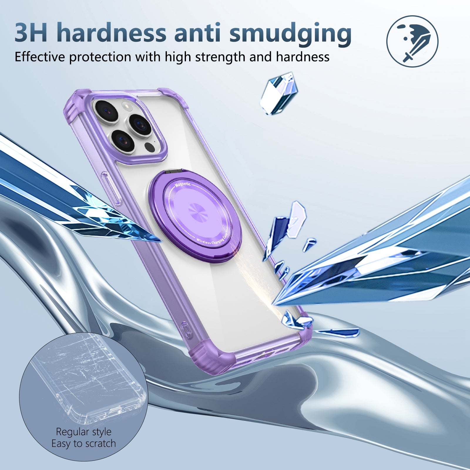 For iPhone 13 Pro Max Magnetic Case Rotary Ring Kickstand TPU+PC Phone Cover